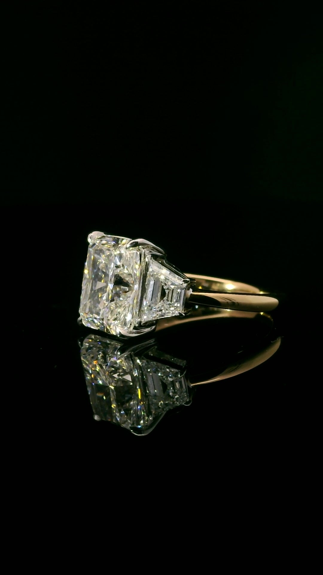 3.2CT Radiant Three Stone Ring