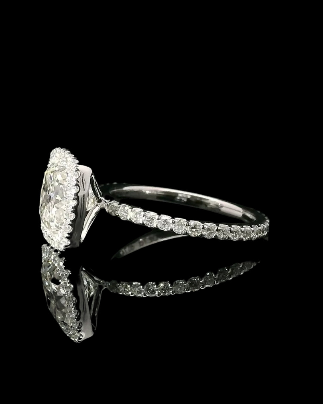 2.7CT Cushion- Halo And Pavé Band