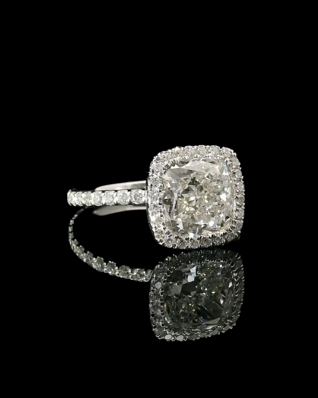 2.7CT Cushion- Halo And Pavé Band