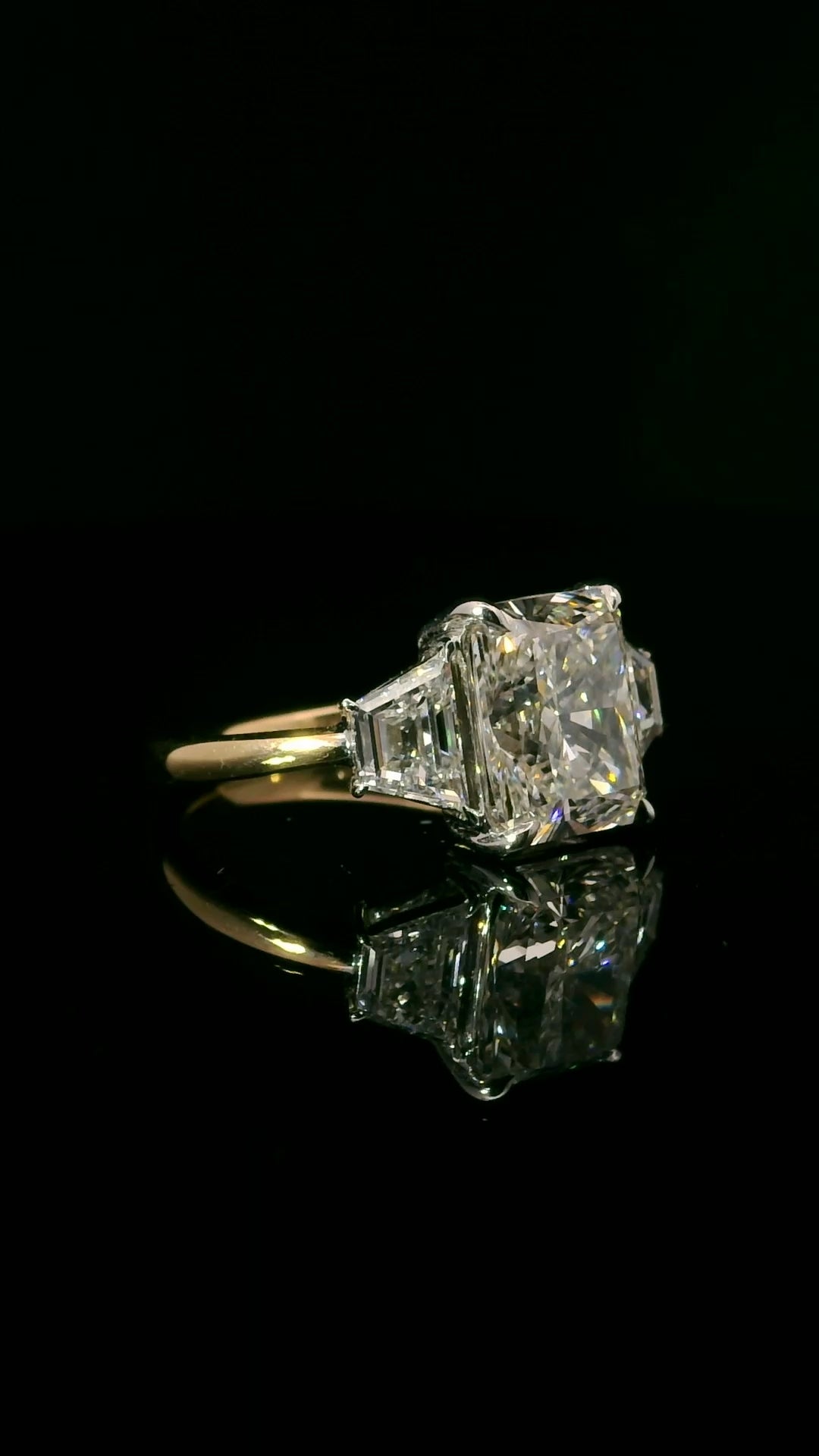 3.2CT Radiant Three Stone Ring
