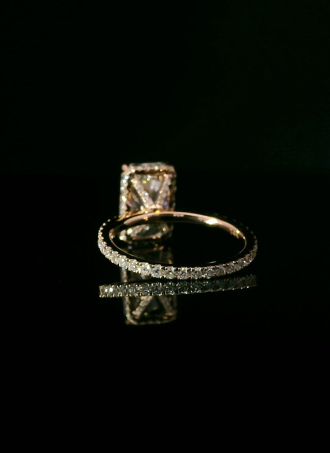 3.05CT Radiant With Rose Gold Pavé Band