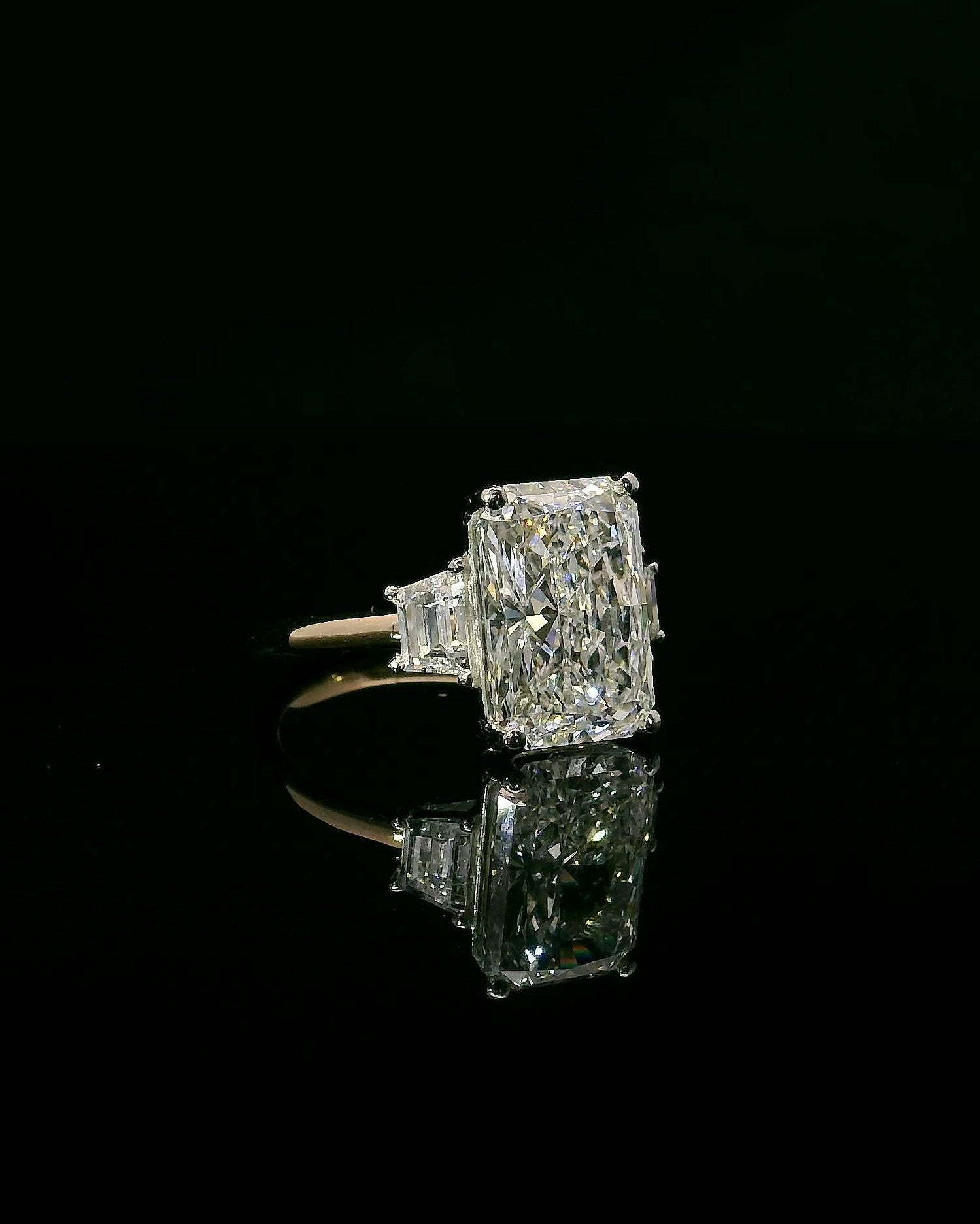 4CT Radiant Three Stone Ring