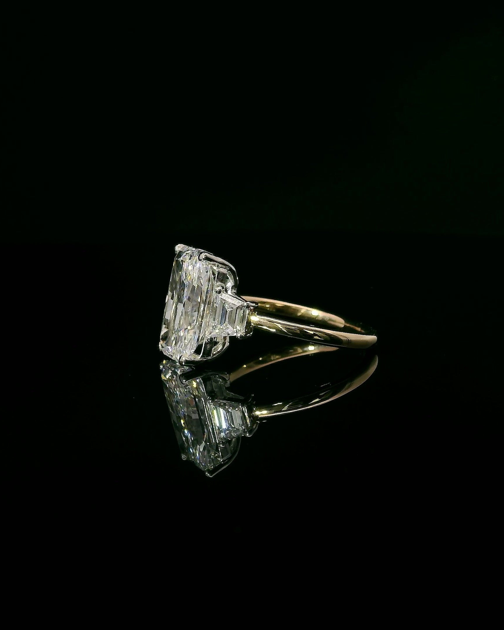 4CT Radiant Three Stone Ring
