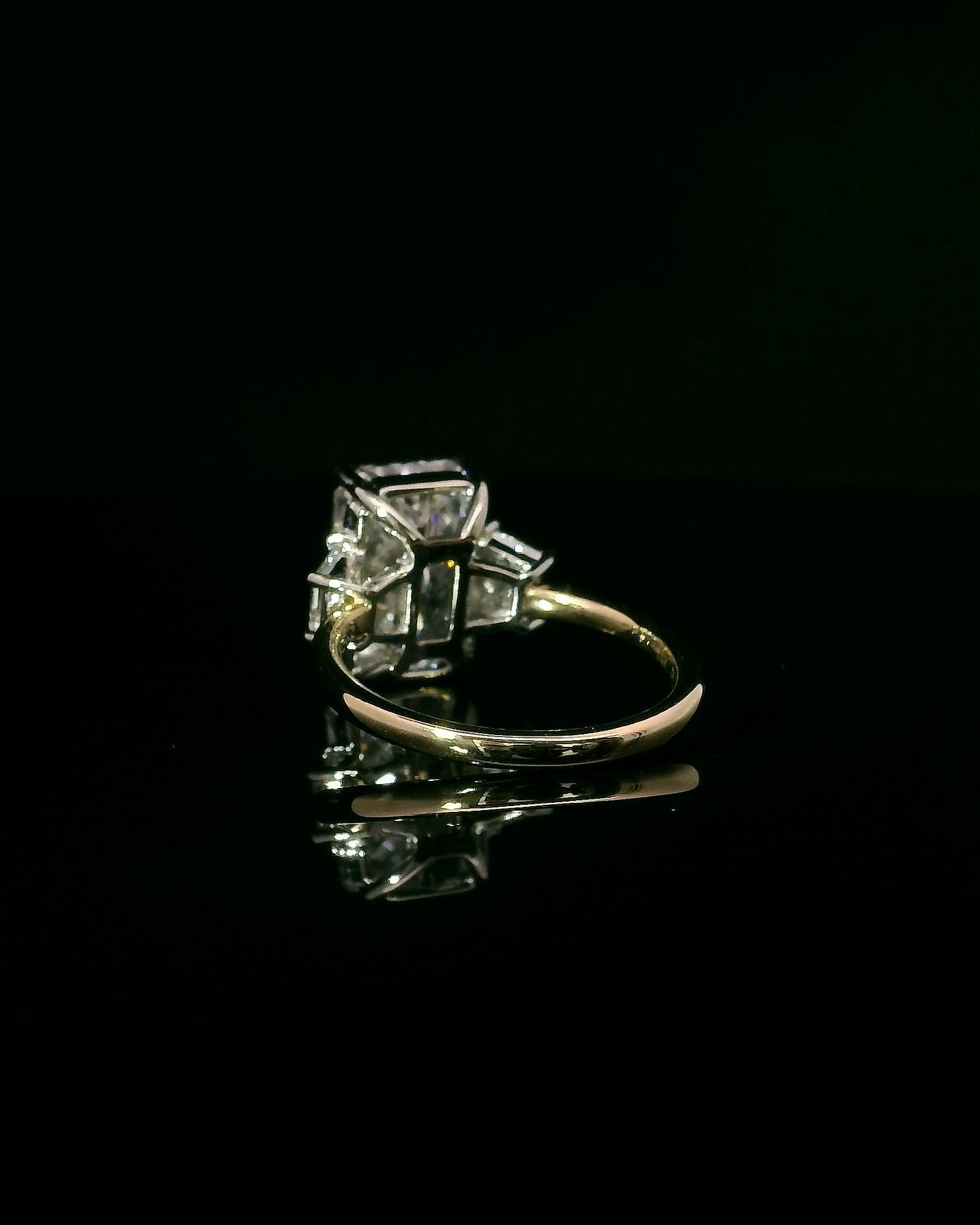 4CT Radiant Three Stone Ring