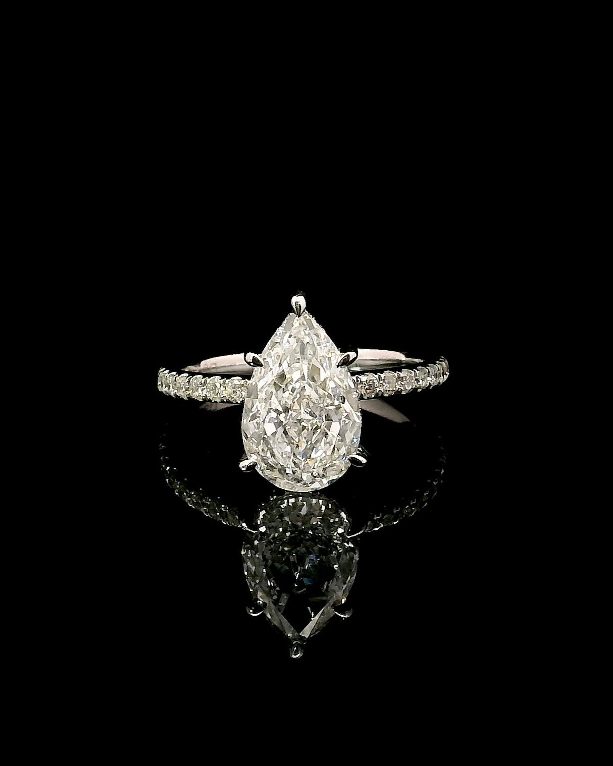 3.21CT Pear - Platinum Pave Band